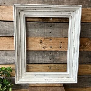 Rustic 10x13 Off White Wooden Picture Frame with Gold Highlights